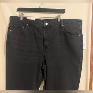 H&M Women's Slim Straight Ultra High Waisted Black Jeans Size 22 New With Tags